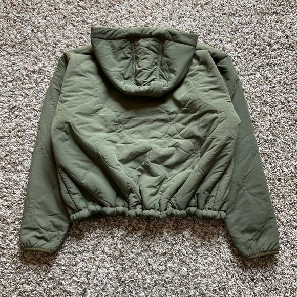 Prana Encinitas Jacket Women's XS Rye Green Quilted Sherpa Fleece Lining Hooded - Picture 5 of 9